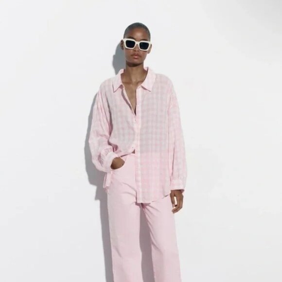 Zara Plaid Oversized Shirt - Picture 2 of 8